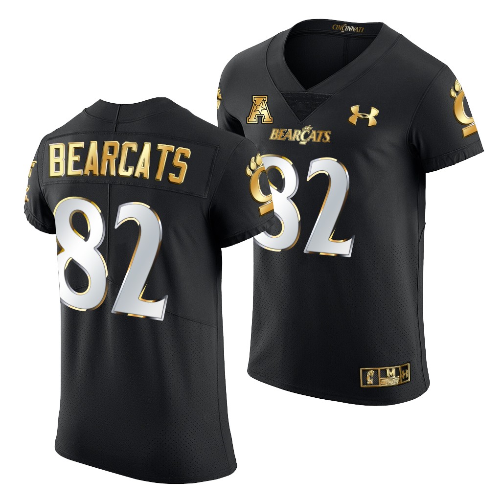 #82 Cincinnati Bearcats Black Golden Edition Jersey 2021-22 Elite Football