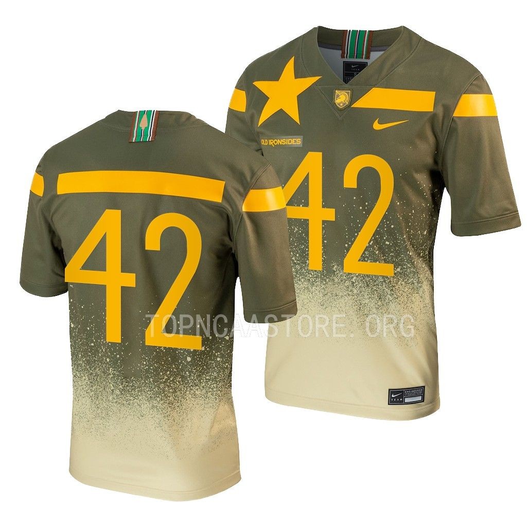 1st Armored Division Old Ironsides Army Black Knights #42 Olive Untouchable Football Jersey Men’s
