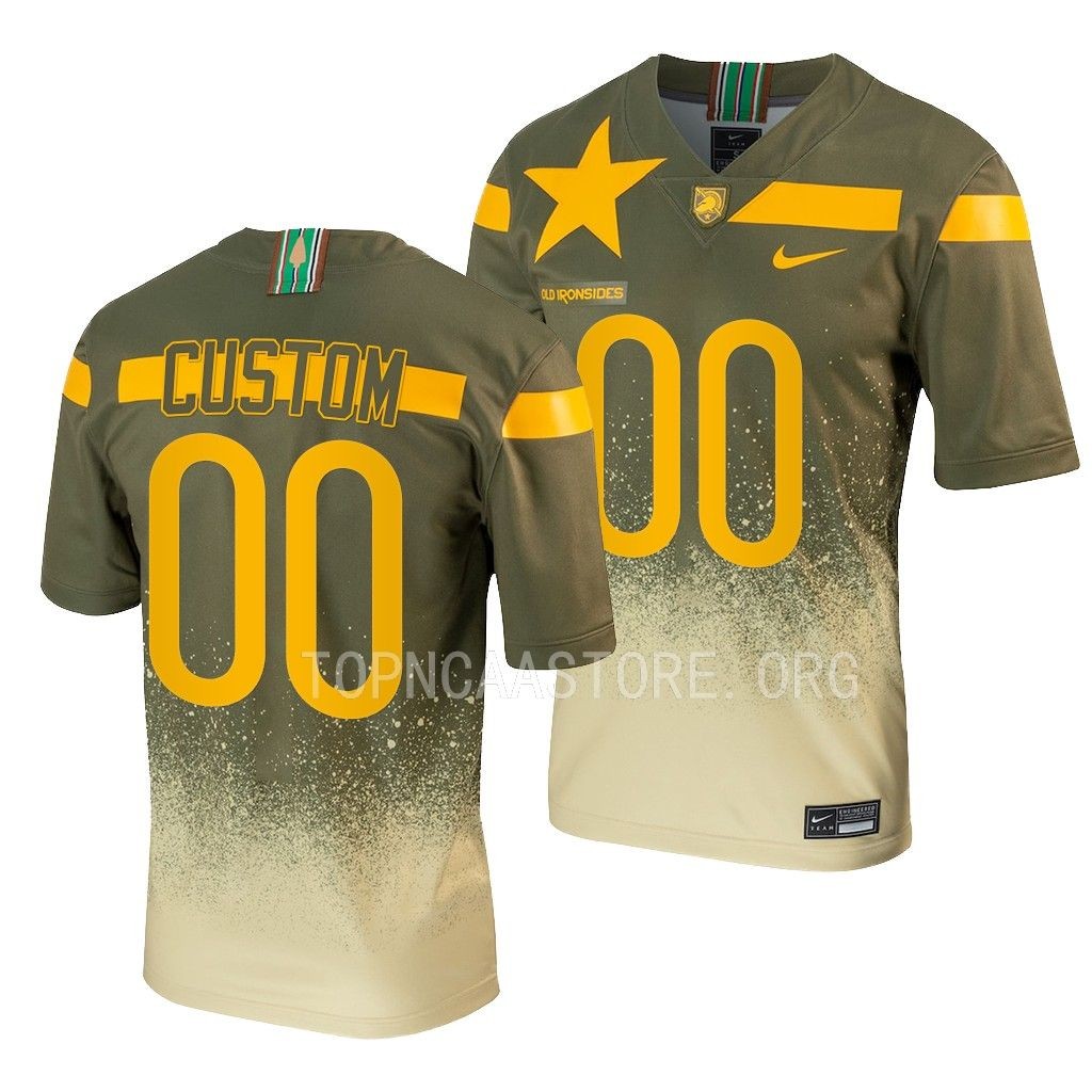 1st Armored Division Old Ironsides Custom Army Black Knights #00 Olive Untouchable Football Jersey Men’s