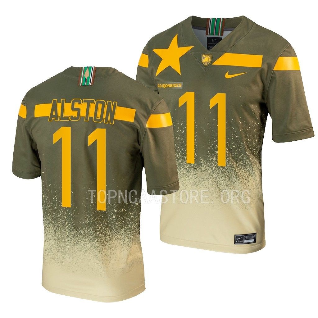 1st Armored Division Old Ironsides Isaiah Alston Army Black Knights #11 Olive Untouchable Football Jersey Men’s