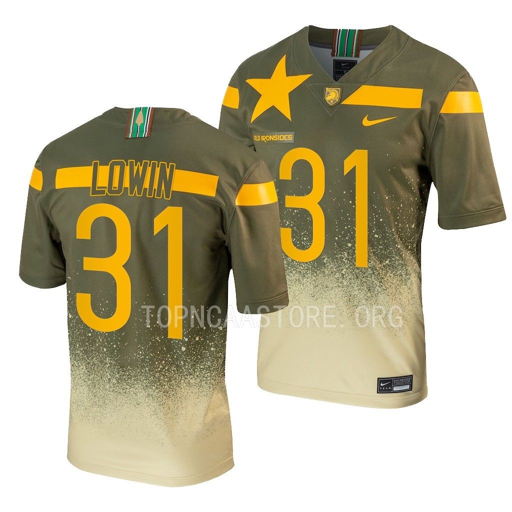 1st Armored Division Old Ironsides Leo Lowin Army Black Knights #31 Olive Untouchable Football Jersey Men’s