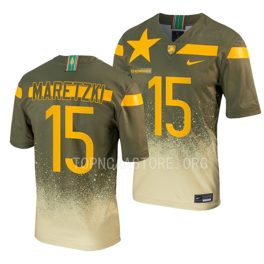 1st Armored Division Old Ironsides Quinn Maretzki Army Black Knights #15 Olive Untouchable Football Jersey Men’s