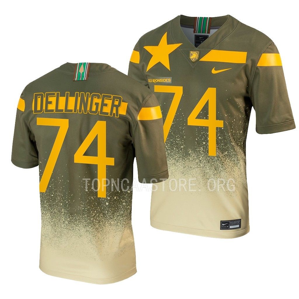 1st Armored Division Old Ironsides Simon Dellinger Army Black Knights #74 Olive Untouchable Football Jersey Men’s