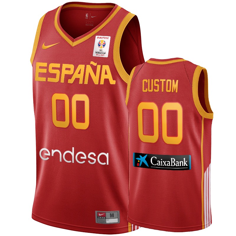 2019 FIBA Basketball World Cup Spain Custom Men’s Red Jersey