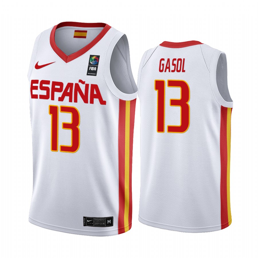 2019 FIBA Basketball World Cup Spain Marc Gasol White Men’s Jersey
