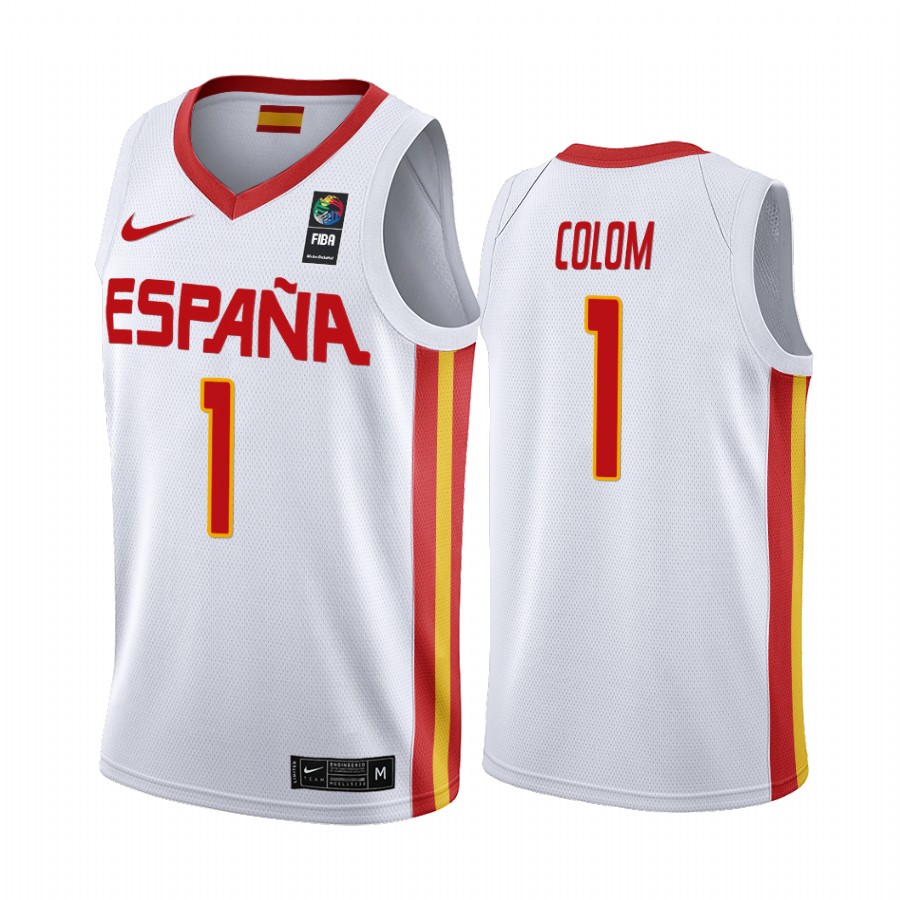 2019 FIBA Basketball World Cup Spain Quino Colom White Men’s Jersey