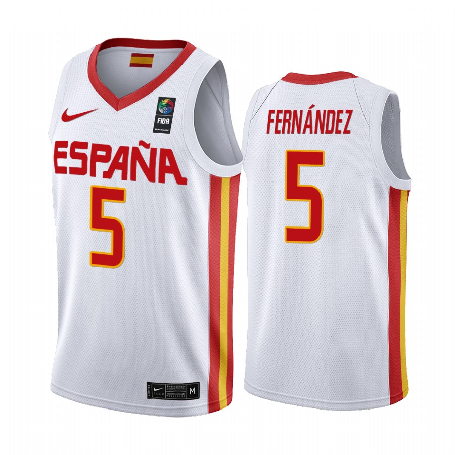 2019 FIBA Basketball World Cup Spain Rudy Fernández White Men’s Jersey