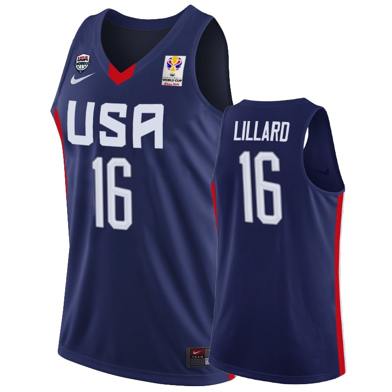 2019 FIBA Basketball World Cup USA Damian Lillard Men’s Blue Jersey