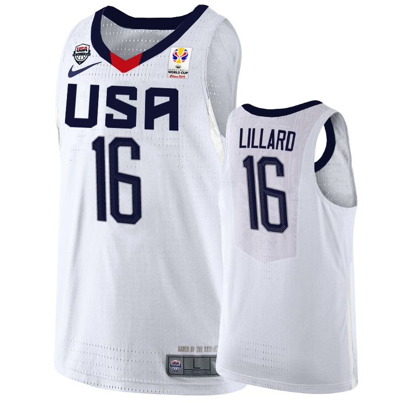 2019 FIBA Basketball World Cup USA Damian Lillard Men’s White Jersey