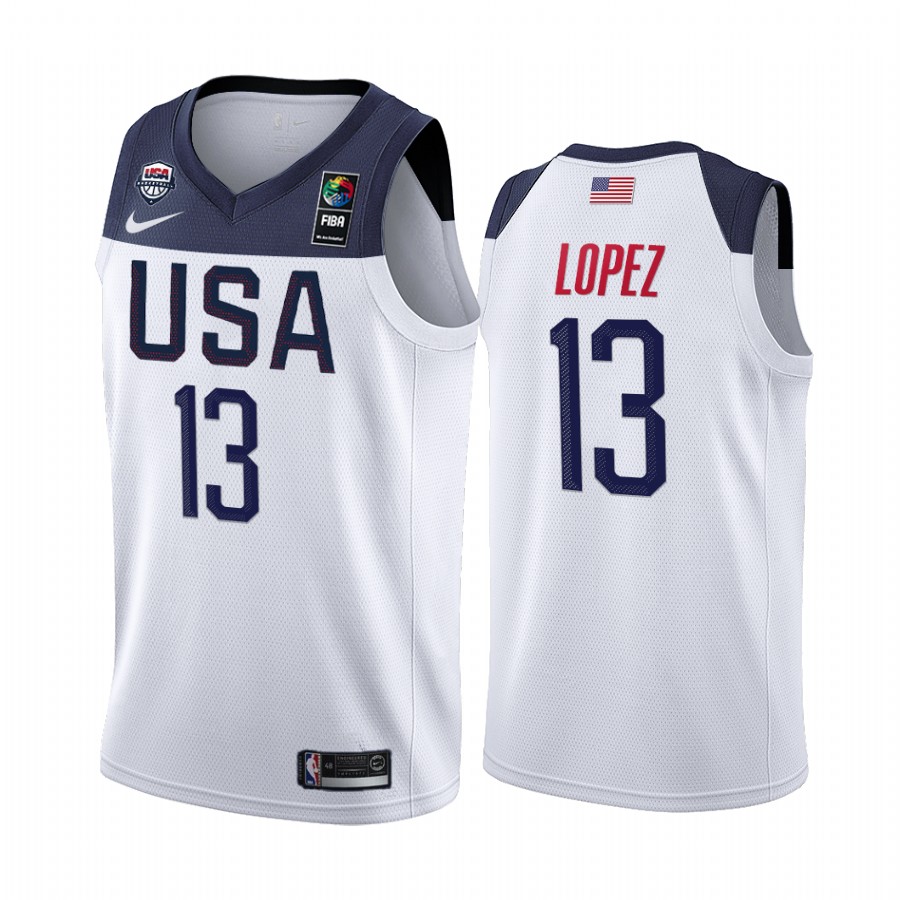 2019 FIBA Basketball World Cup USA Team Brook Lopez White Men’s Jersey