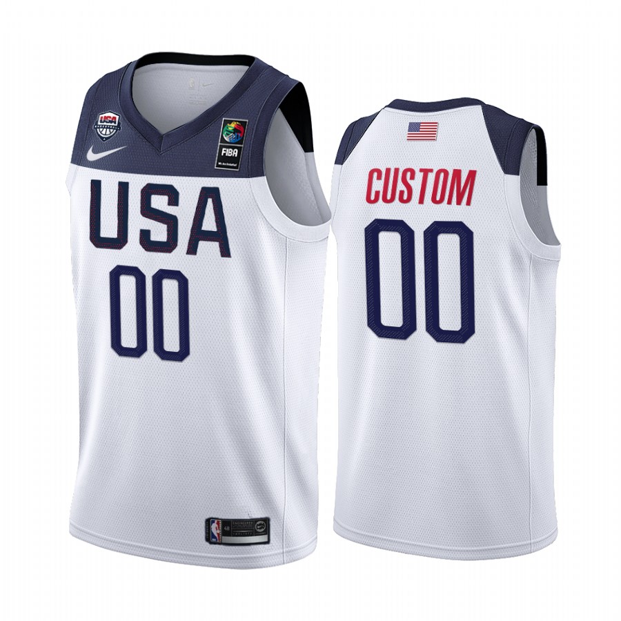 2019 FIBA Basketball World Cup USA Team Custom White Men’s Jersey