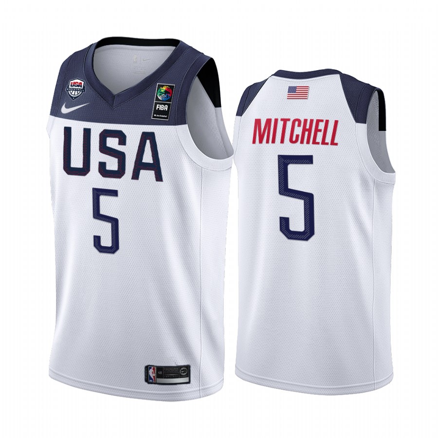 2019 FIBA Basketball World Cup USA Team Donovan Mitchell White Men’s Jersey