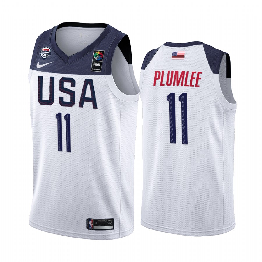 2019 FIBA Basketball World Cup USA Team Mason Plumlee White Men’s Jersey