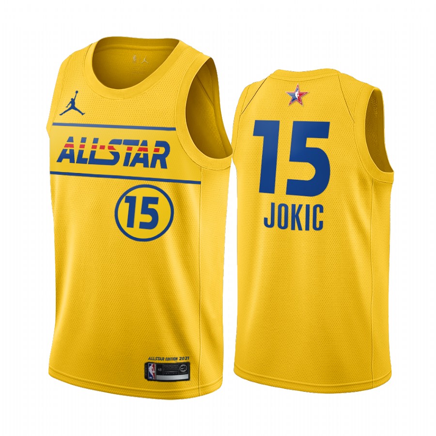 2021 All-Star #15 Nikola Jokic Gold Western Conference Jersey Nuggets