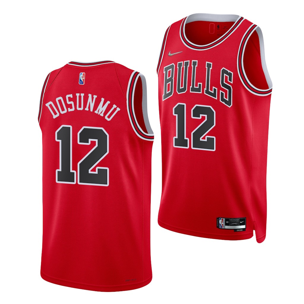 2021 NBA Draft Ayo Dosunmu #12 Bulls 75th Anniversary Red Jersey Icon Edition