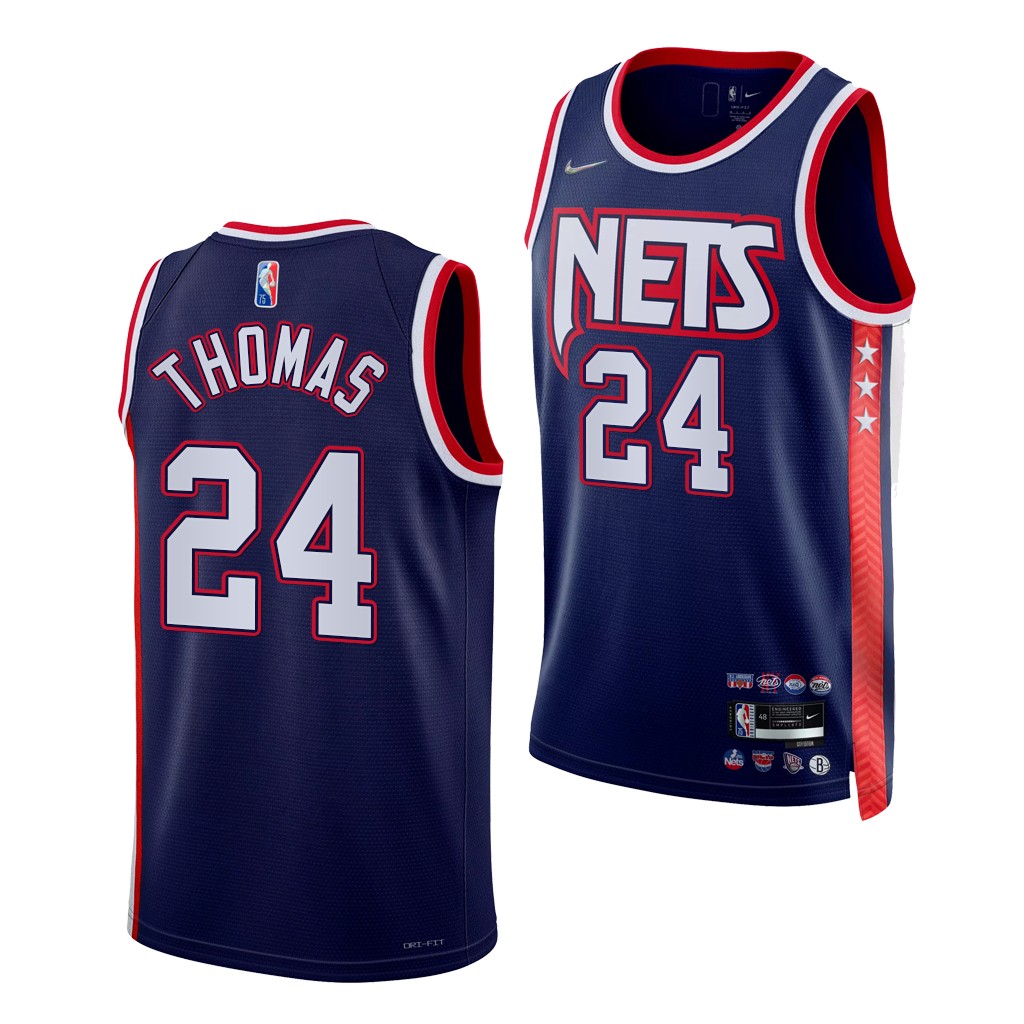 2021 NBA Draft Cameron Thomas #24 Nets 75th Anniversary Blue Jersey LSU Tigers