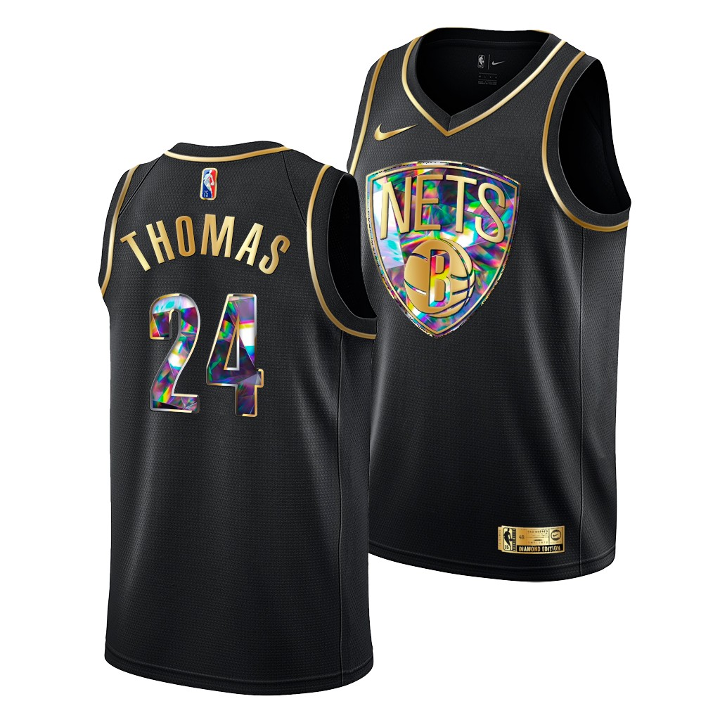 2021 NBA Draft Cameron Thomas #24 Nets NBA 75 Years Black Jersey Diamond Logo