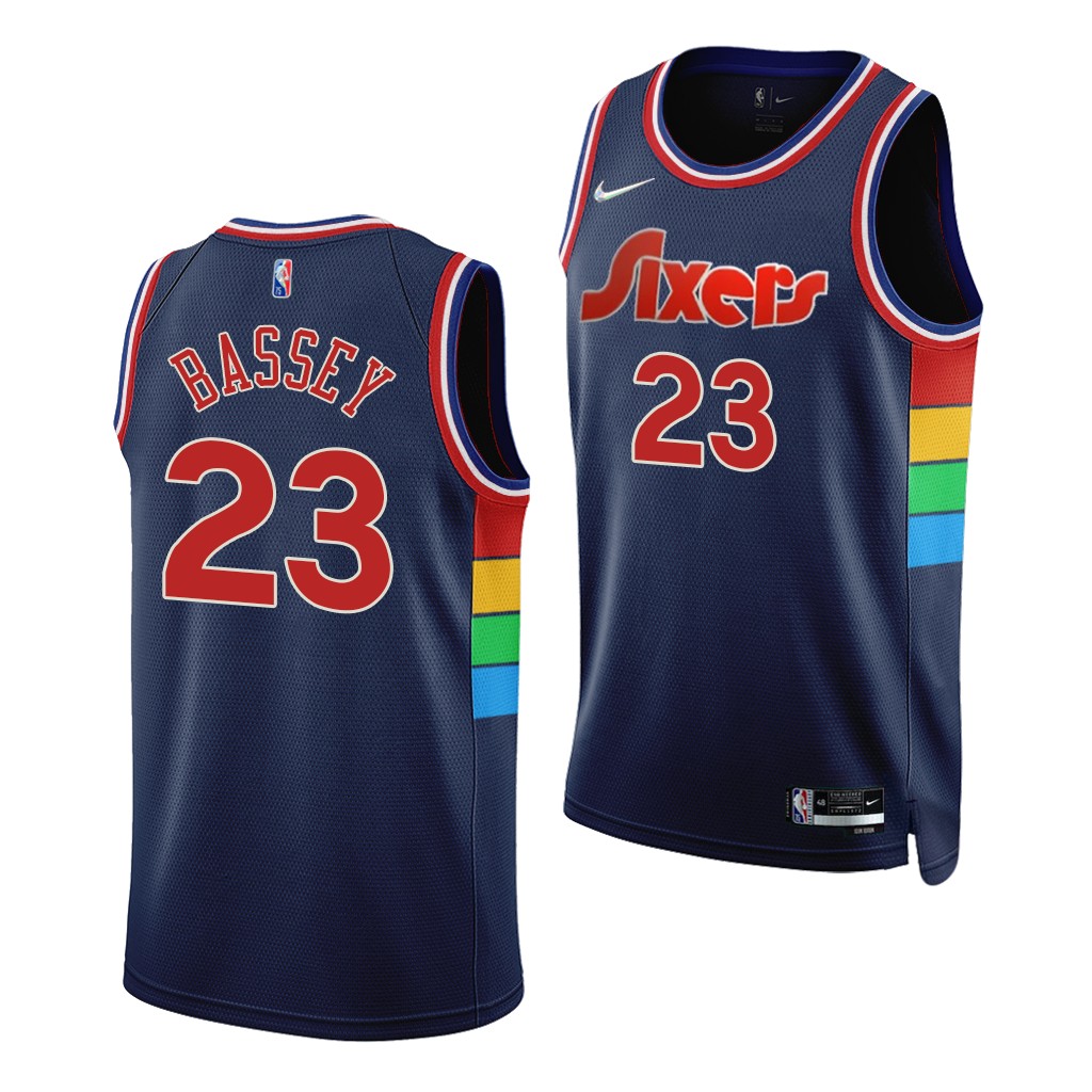 2021 NBA Draft Charles Bassey #23 76ers 75th Anniversary Navy Jersey City Edition