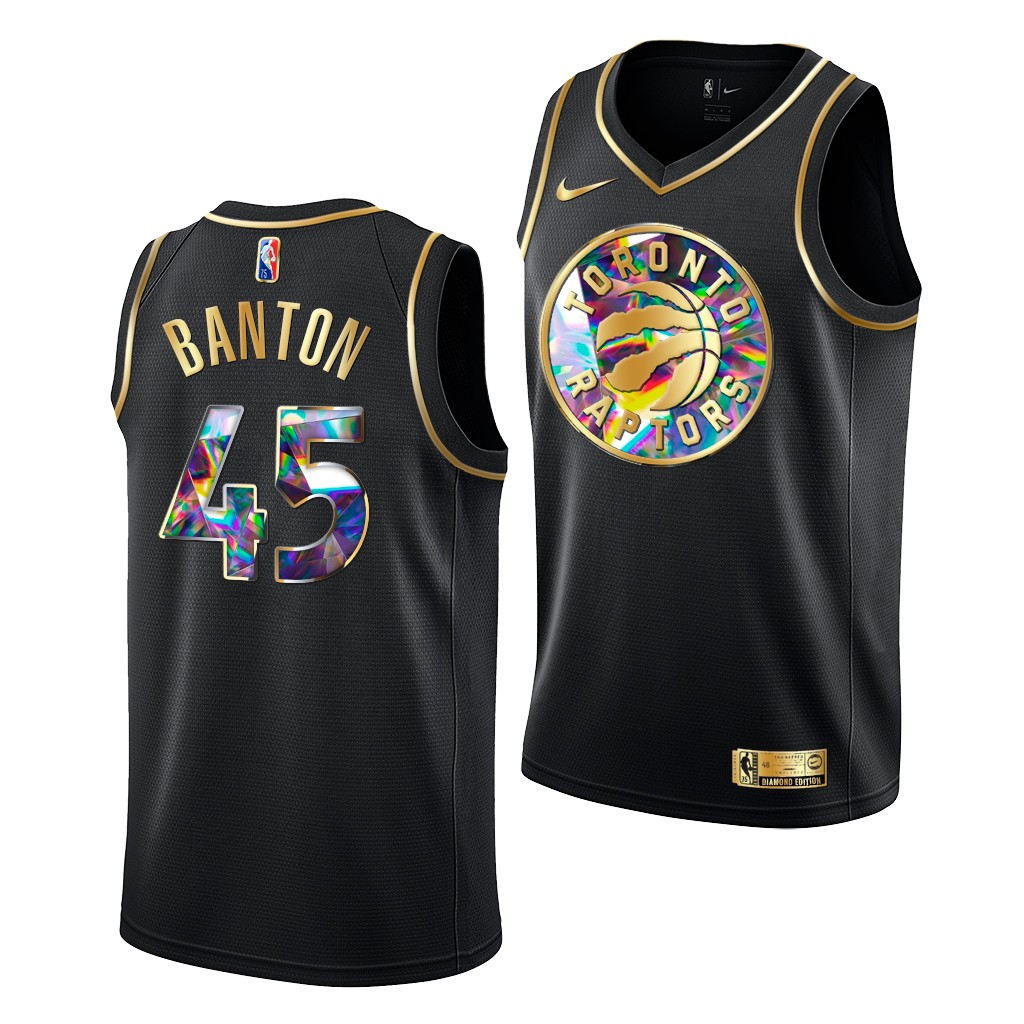 2021 NBA Draft Dalano Banton #45 Raptors Diamond Logo Black Jersey Golden Edition