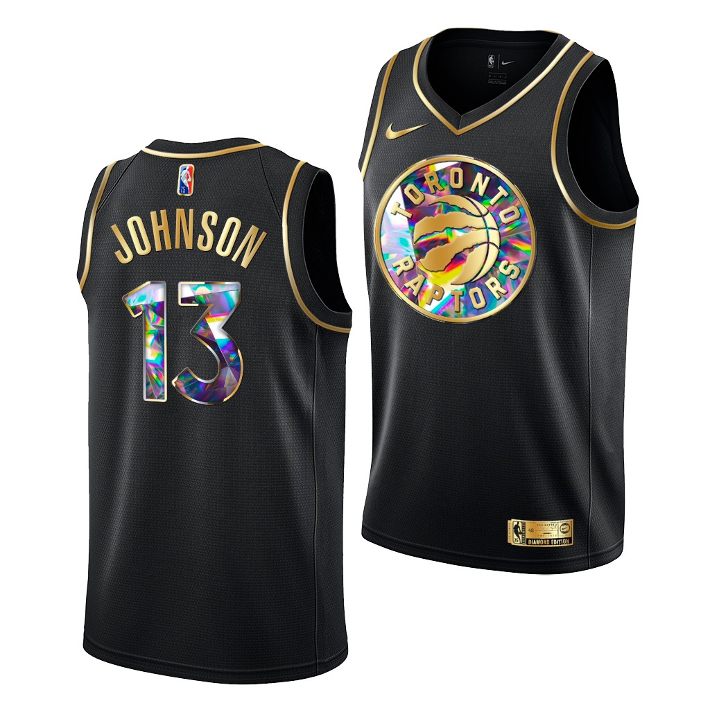 2021 NBA Draft David Johnson #13 Raptors Diamond Logo Black Jersey Golden Edition