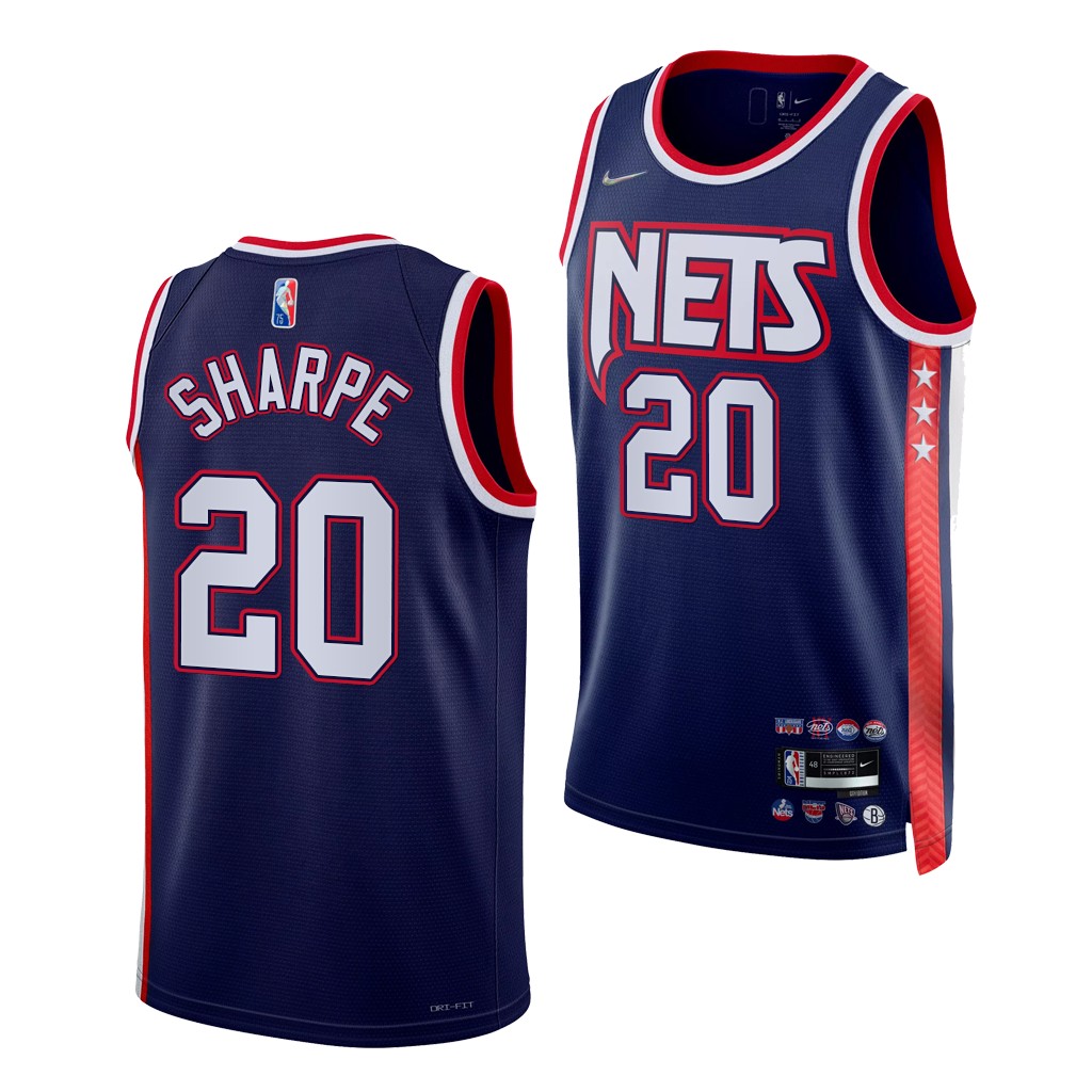 2021 NBA Draft DayRon Sharpe #20 Nets 75th Anniversary Blue Jersey North Carolina