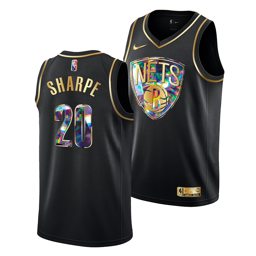 2021 NBA Draft DayRon Sharpe #20 Nets NBA75 Years Black Jersey Diamond Logo
