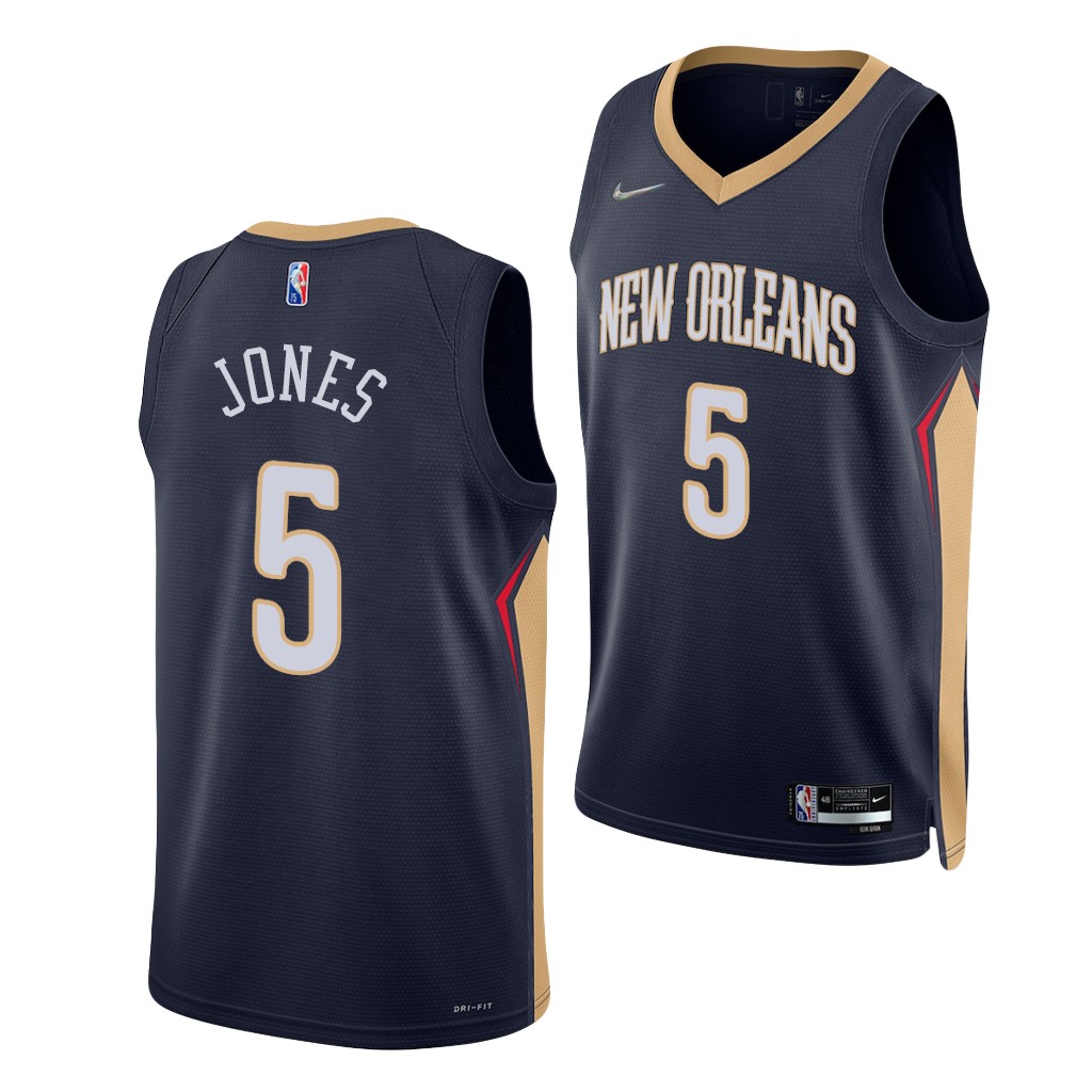 2021 NBA Draft Herbert Jones #5 Pelicans 75th Diamond Anniversary Navy Jersey Icon Edition