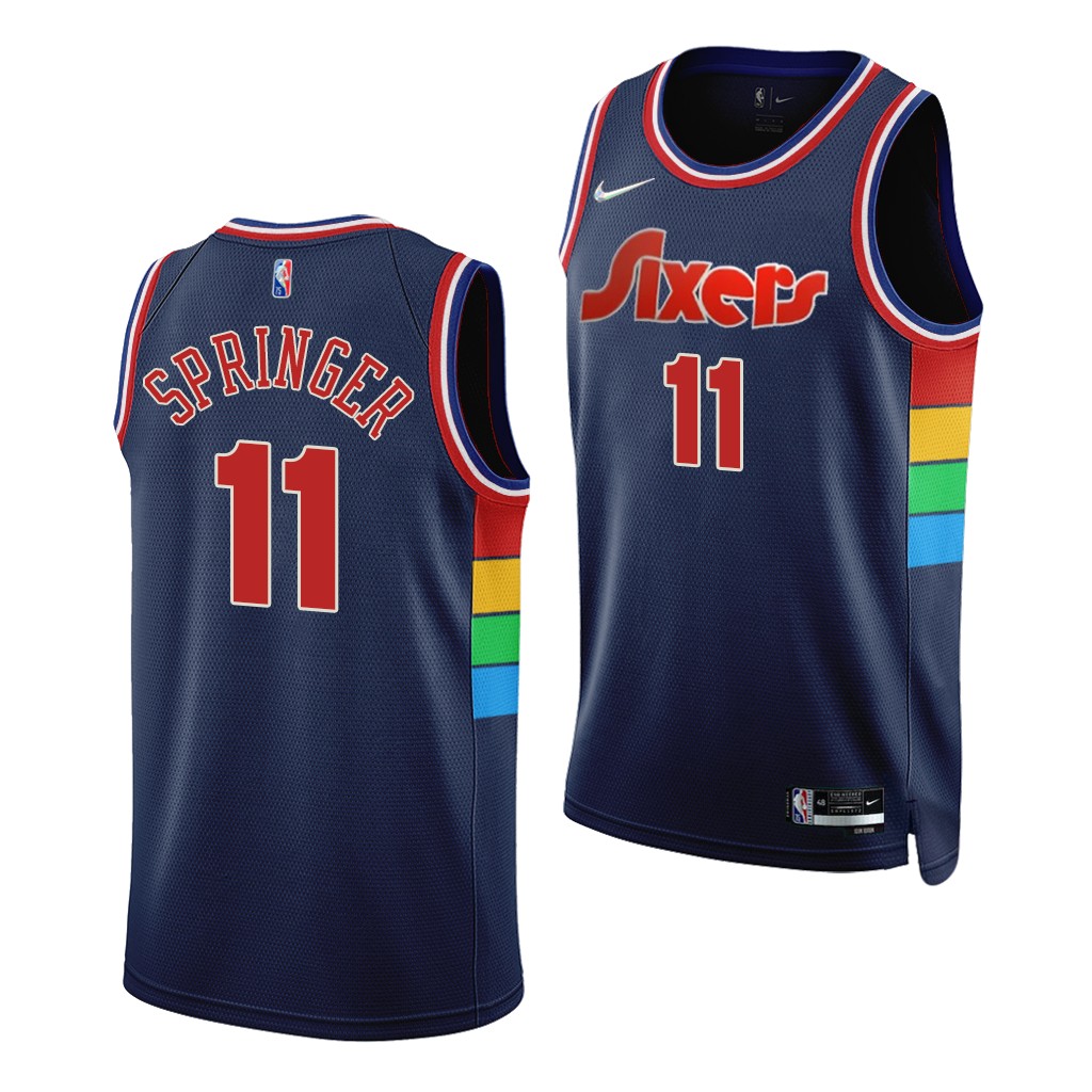 2021 NBA Draft Jaden Springer #11 76ers 75th Anniversary Navy Jersey