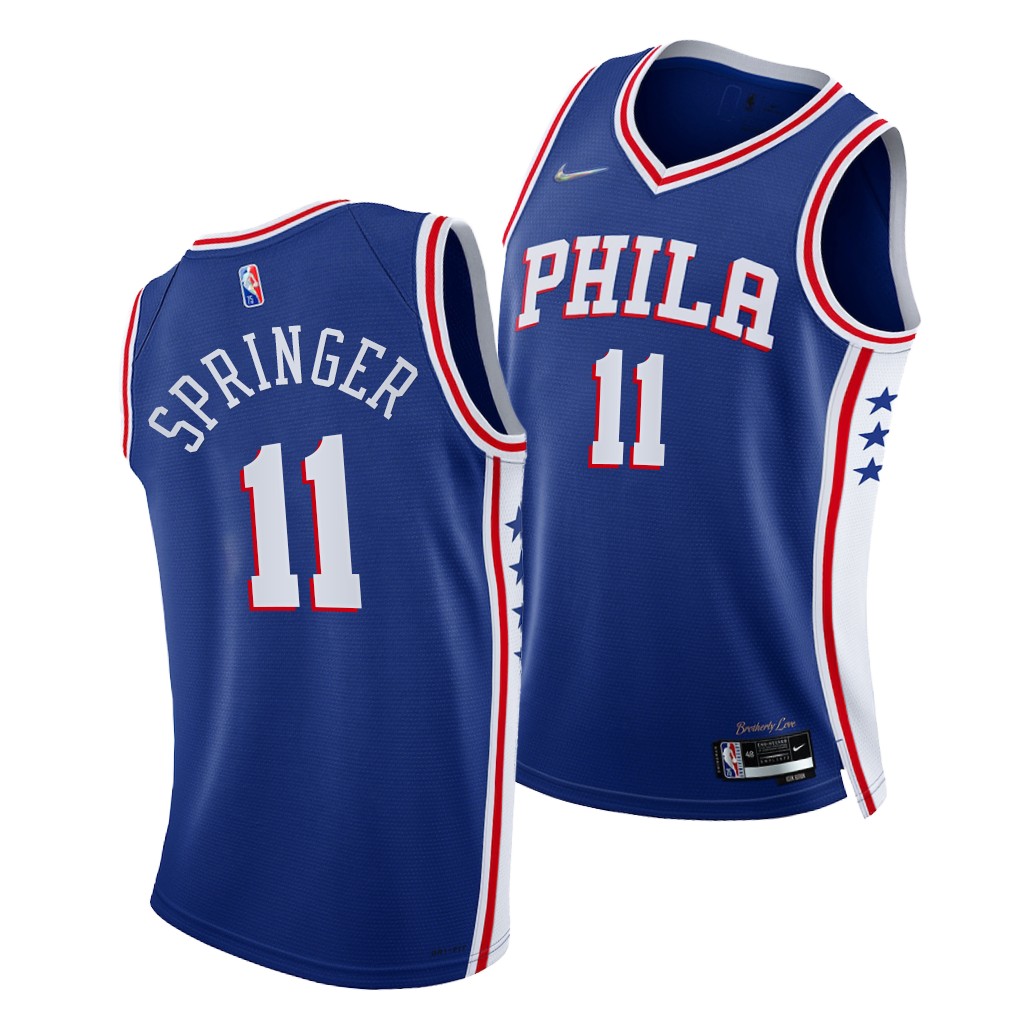 2021 NBA Draft Jaden Springer #11 76ers 75th Diamond Anniversary Royal Jersey Icon Edition