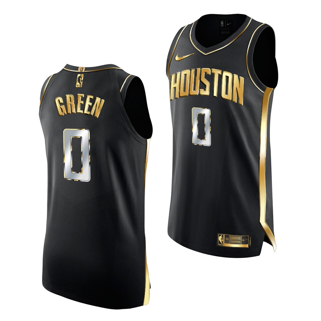 2021 NBA Draft Jalen Green #0 Rockets Black Jersey Golden Edition