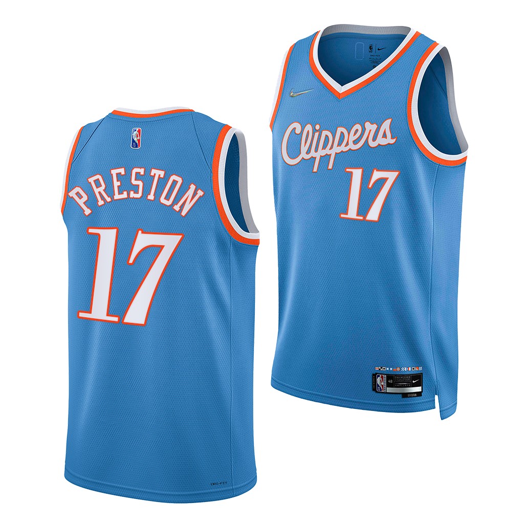 2021 NBA Draft Jason Preston #17 Clippers 75th Anniversary Blue Jersey City Edition