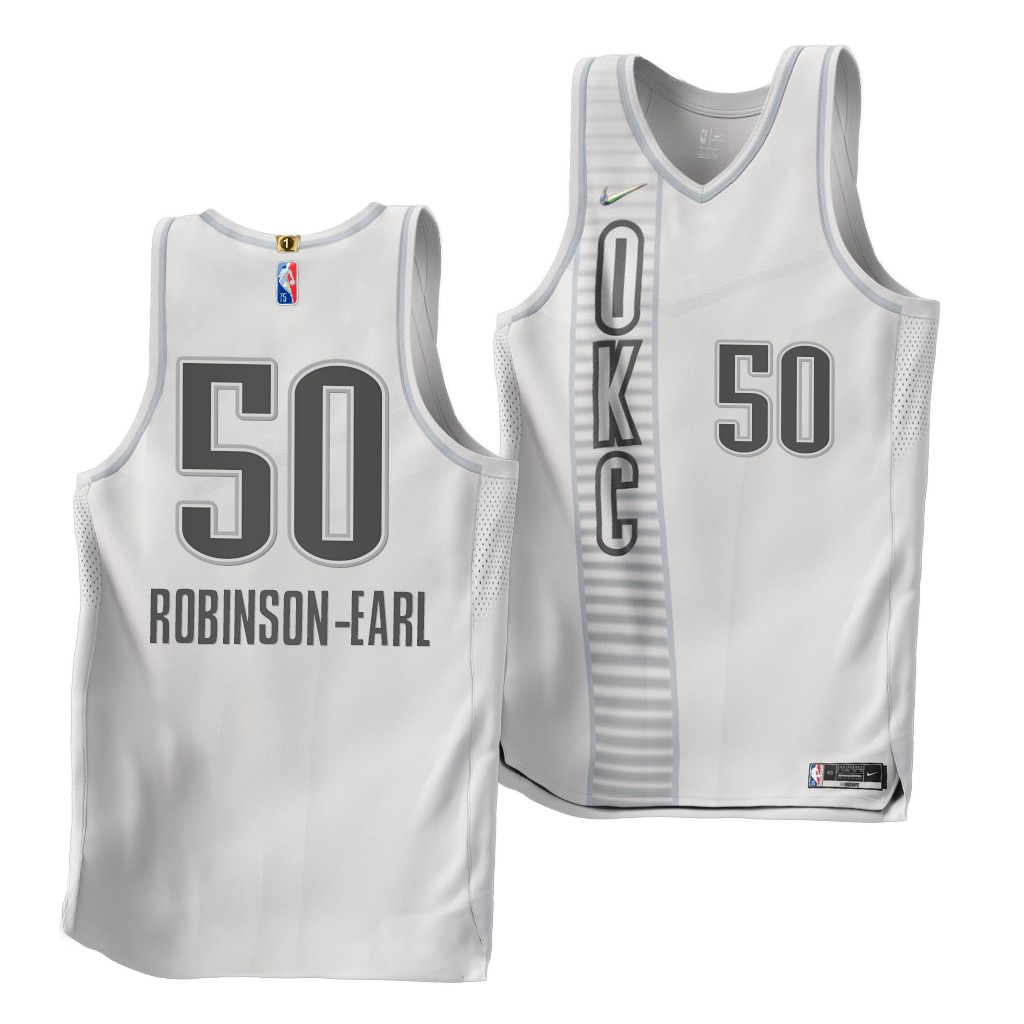 2021 NBA Draft Jeremiah Robinson-Earl #50 Thunder 75th White Jersey City Edition