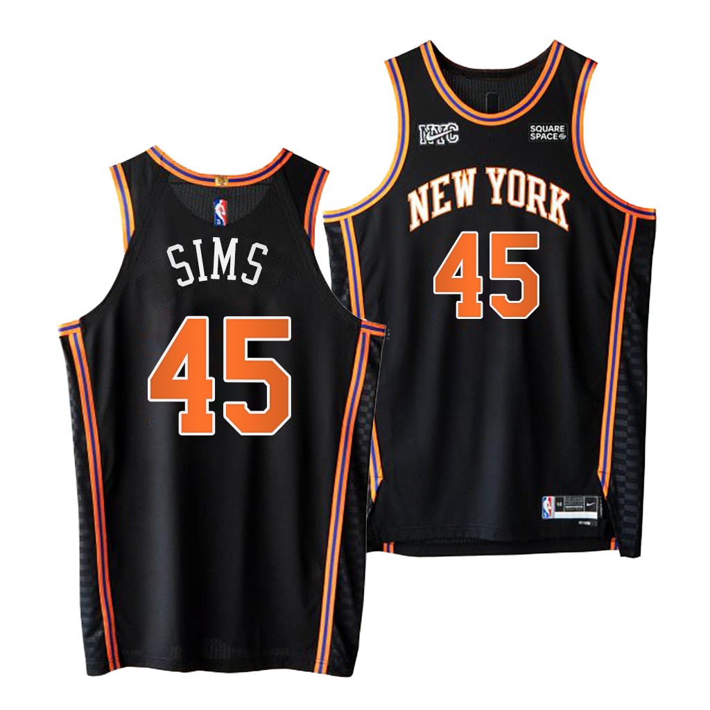 2021 NBA Draft Jericho Sims #45 Knicks NBA 75th Black Jersey City Edition