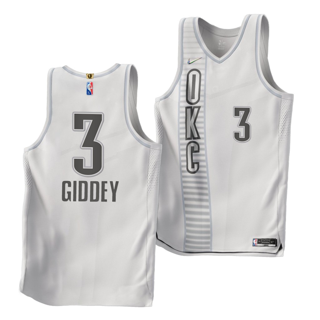 2021 NBA Draft Josh Giddey #3 Thunder 75th White Jersey City Edition