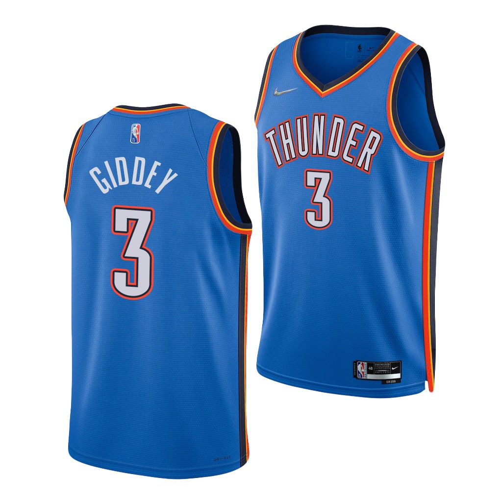 2021 NBA Draft Josh Giddey #3 Thunder Diamond 75th Anniversary Blue Jersey Icon Edition