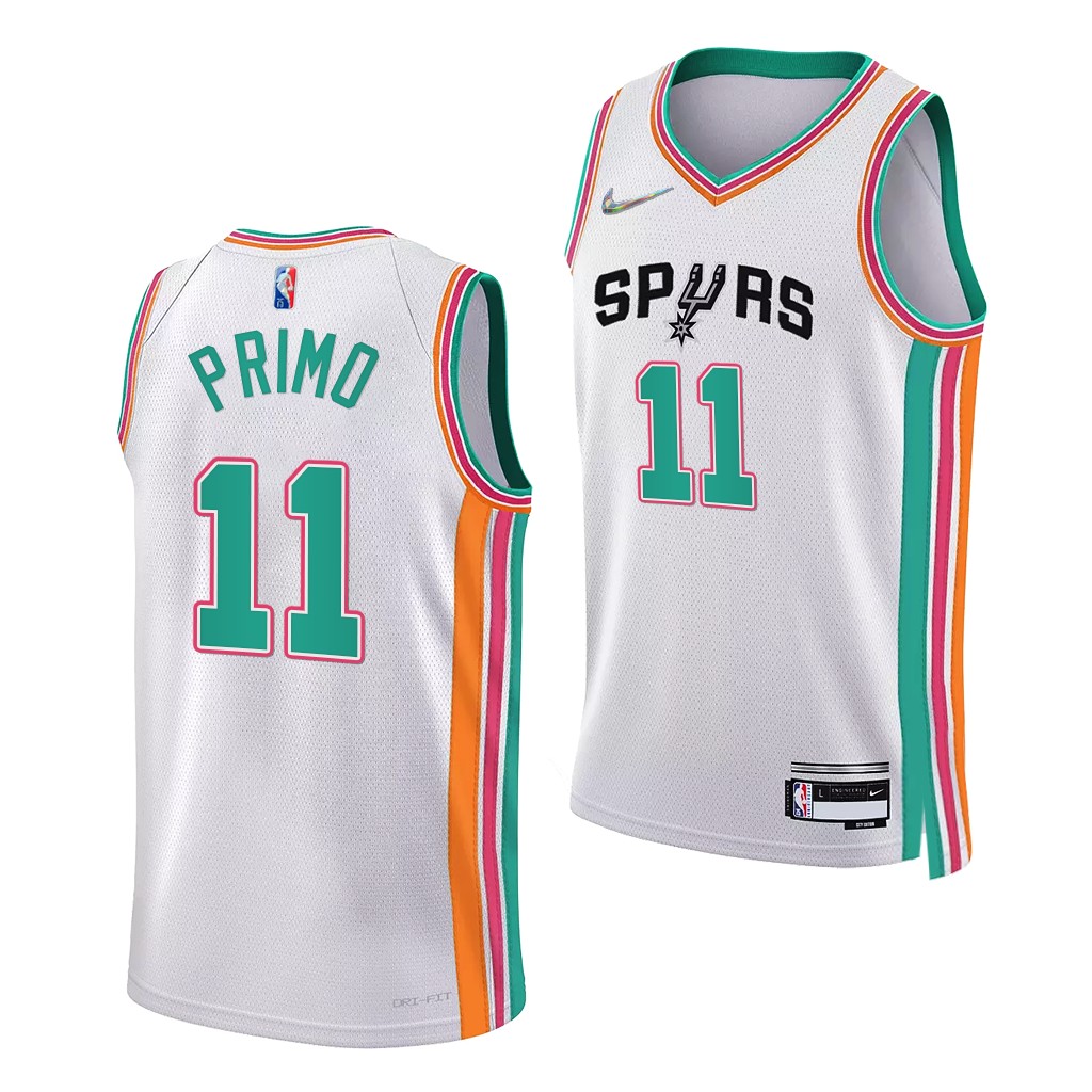 2021 NBA Draft Joshua Primo #11 Spurs 75th Anniversary White Jersey City Edition