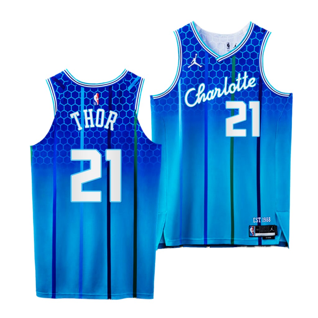 2021 NBA Draft JT Thor #21 Hornets NBA 75th Teal Jersey City Edition