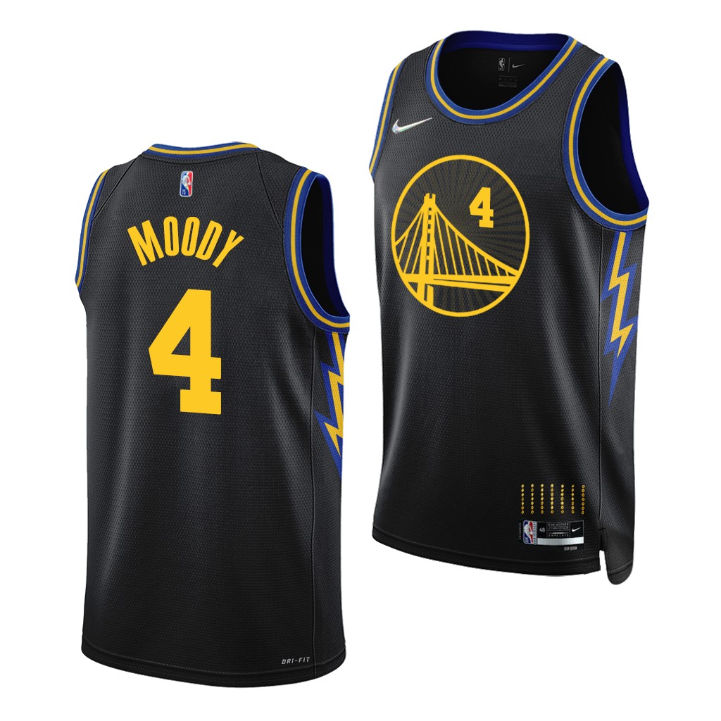 2021 NBA Draft Moses Moody #4 Warriors 75th Anniversary Black Jersey City Edition