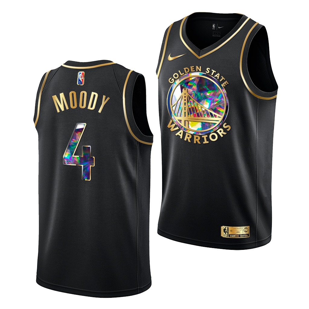 2021 NBA Draft Moses Moody #4 Warriors NBA 75th Season Black Jersey Diamond Logo