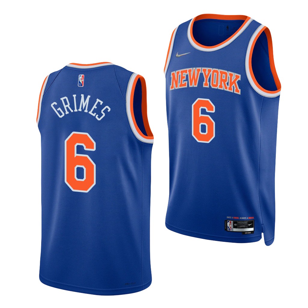 2021 NBA Draft Quentin Grimes #6 Knicks 75th Anniversary Blue Jersey Icon Edition