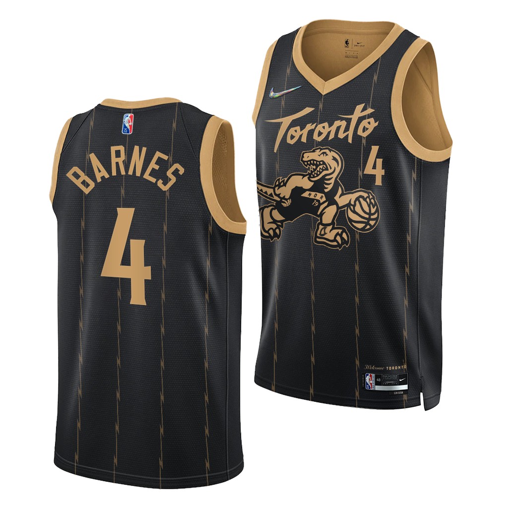 2021 NBA Draft Scottie Barnes #4 Raptors 75th Anniversary Black Jersey City Edition