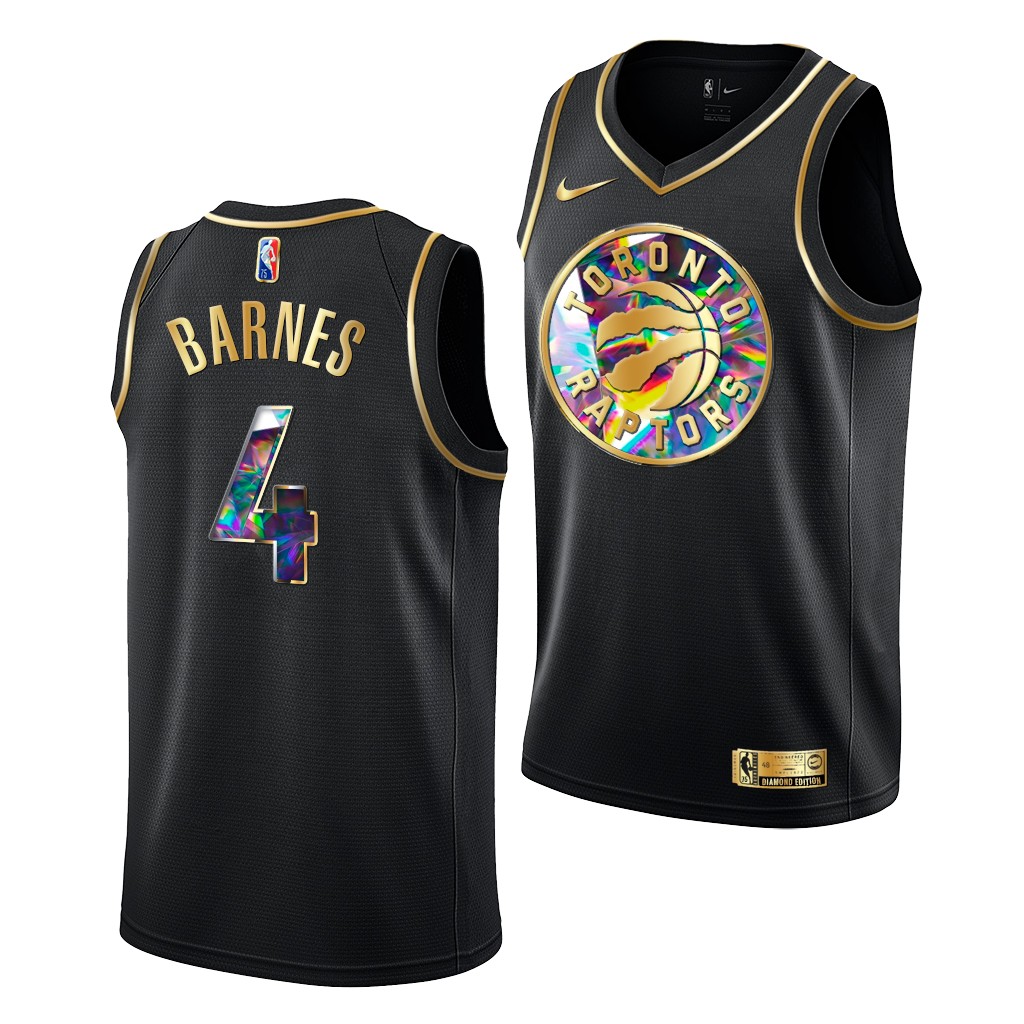 2021 NBA Draft Scottie Barnes #4 Raptors Diamond Logo Black Jersey Golden Edition
