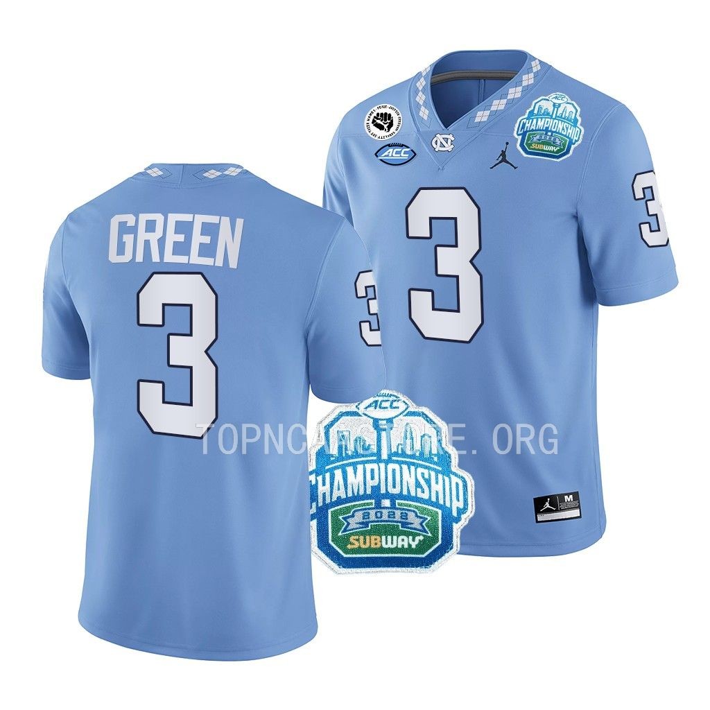2022 ACC Championship Antoine Green North Carolina Tar Heels #3 Blue College Football Jersey Men’s