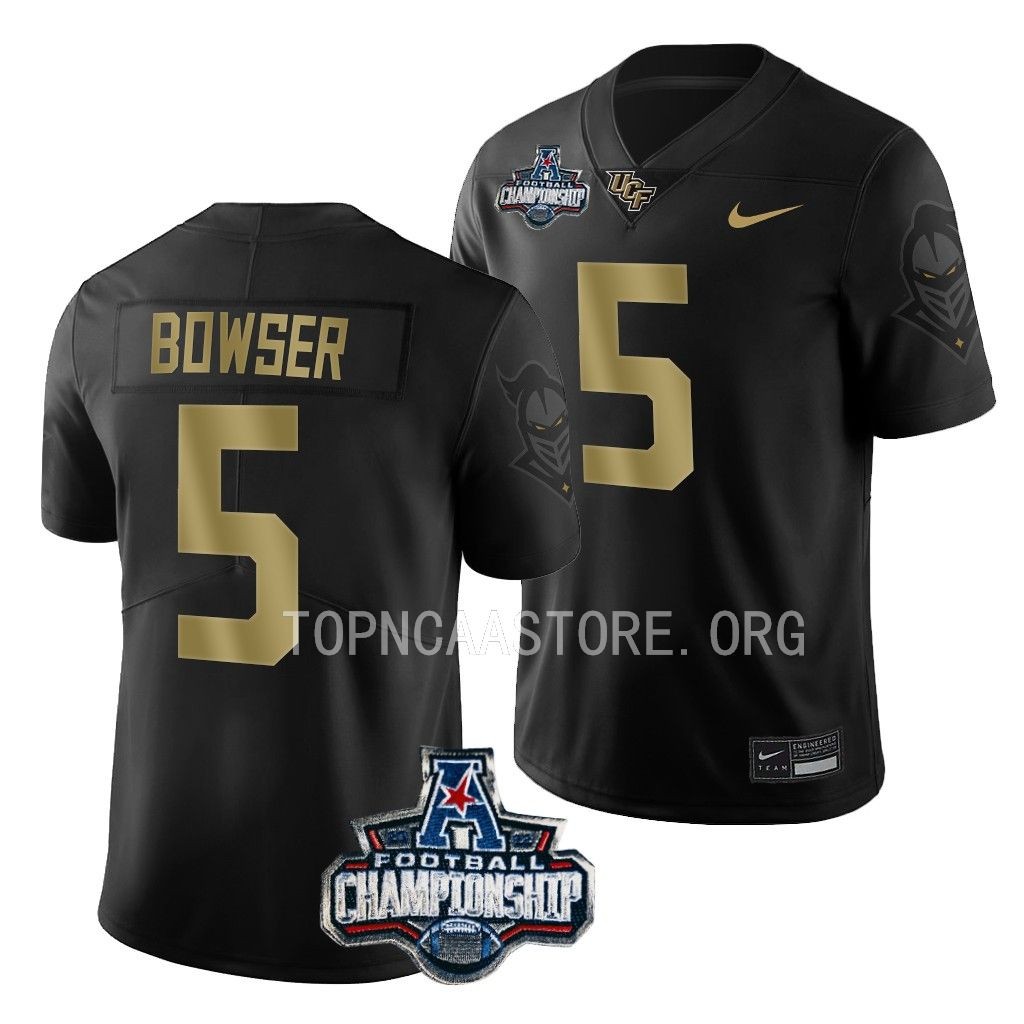 2022 ACC Championship Isaiah Bowser UCF Knights #5 Black Gold Jersey Men’s