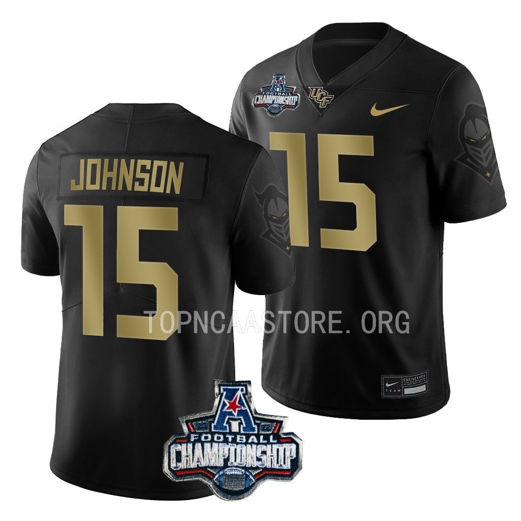 2022 ACC Championship Jason Johnson UCF Knights #15 Black Gold Jersey Men’s