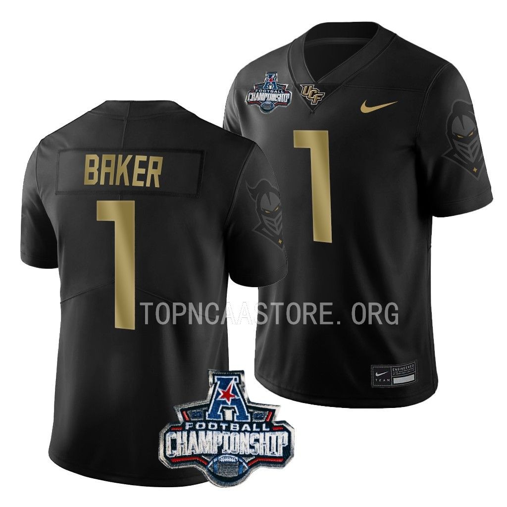 2022 ACC Championship Javon Baker UCF Knights #1 Black Gold Jersey Men’s