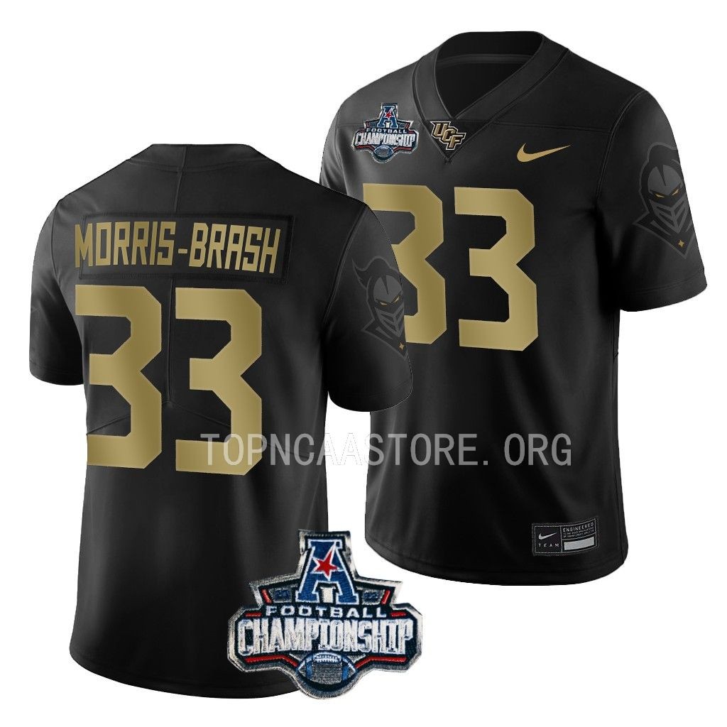 2022 ACC Championship Tre’mon Morris-Brash UCF Knights #33 Black Gold Jersey Men’s