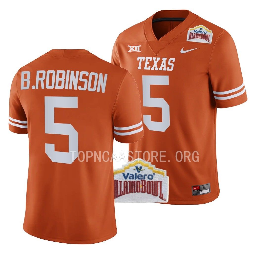 2022 Alamo Bowl Bijan Robinson Texas Longhorns #5 Orange College Football Jersey Men’s