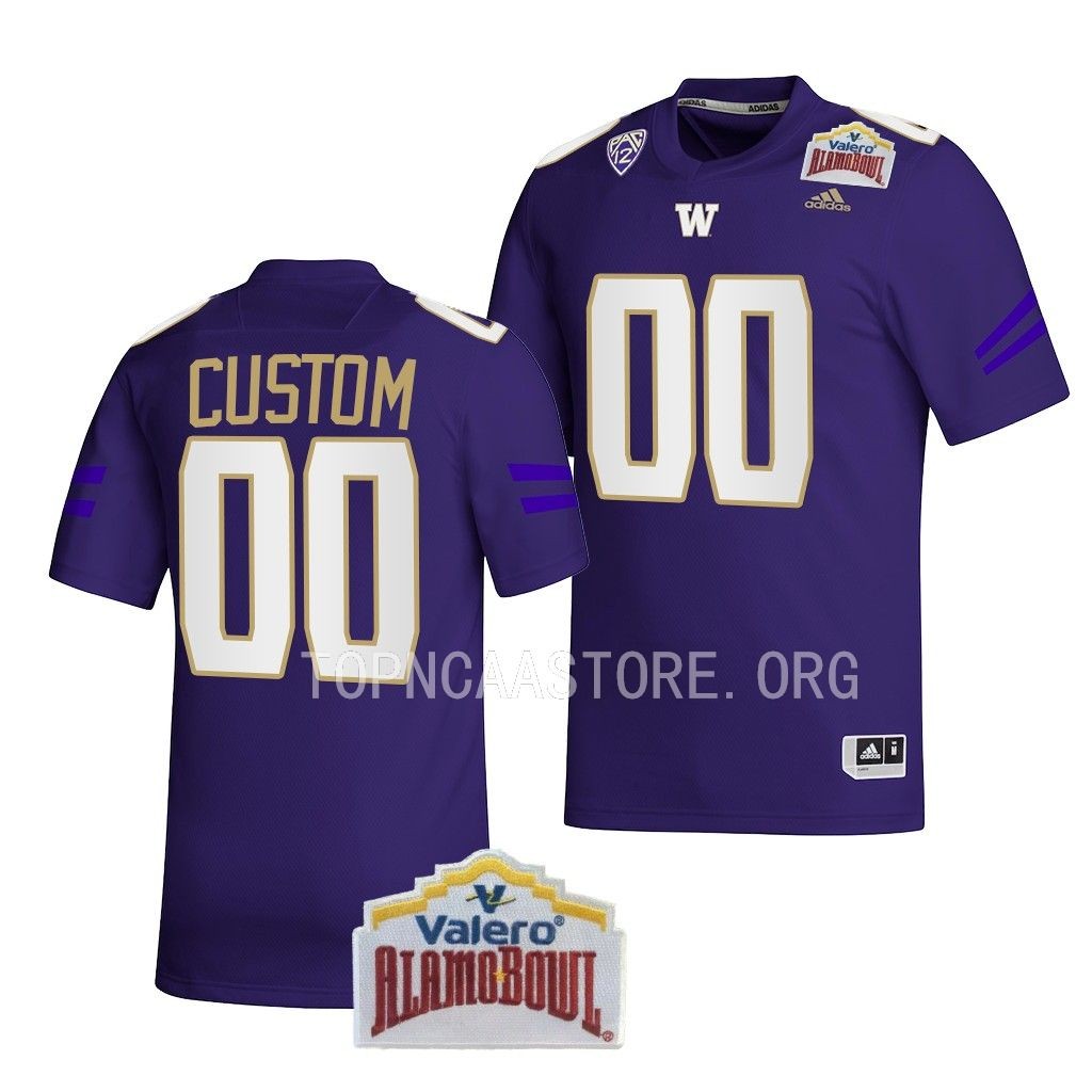 2022 Alamo Bowl Custom Washington Huskies #00 Purple College Football Jersey Men’s