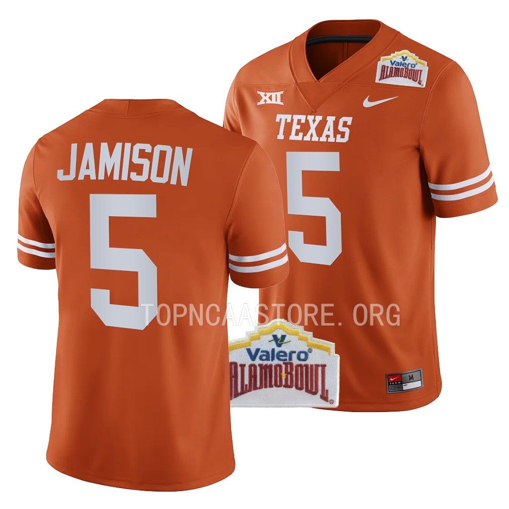 2022 Alamo Bowl D’shawn Jamison Texas Longhorns #5 Orange College Football Jersey Men’s